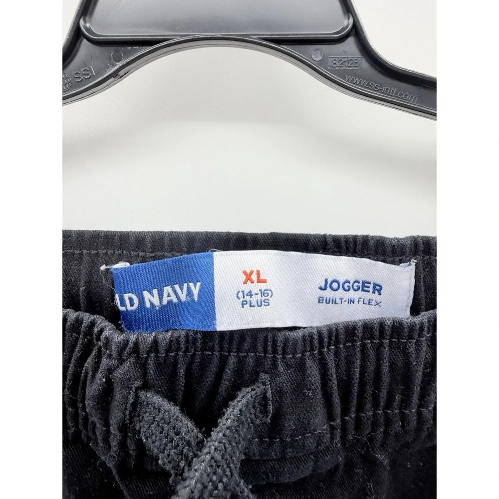 Old Navy Youth Boys XL 14/16 Plus Size Built-In Flex Twill Jogger Pants in Black